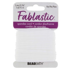 Fablastic 5mm DIA White Flat Stretch Cord 5 YRD
